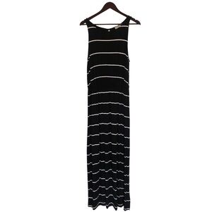 LOFT NWT Black White striped Maxi Dress Large Petite